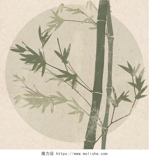 竹子与蝴蝶古风水墨竹子风景植物自然园林PNG素材